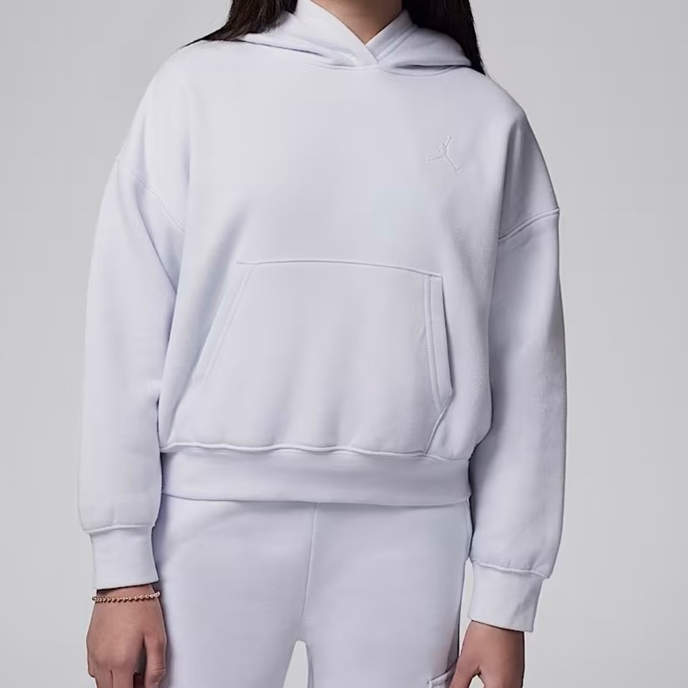 Jordan Brooklyn Essentials Big Kids  Hoodie "Football Gray", NWT Sz S (8-10)